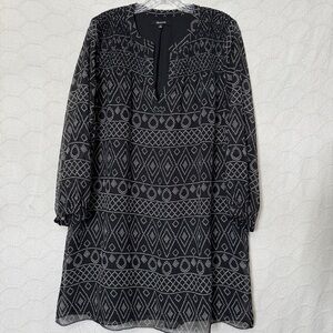 Madewell Geometric Shift Dress Black White Print Size Medium